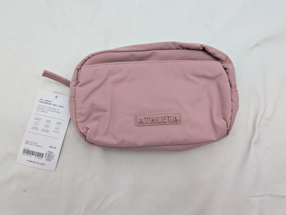 NWT Athleta All About Crossbody Belt Bag Pebble Pink Outdoors Athletic Sport